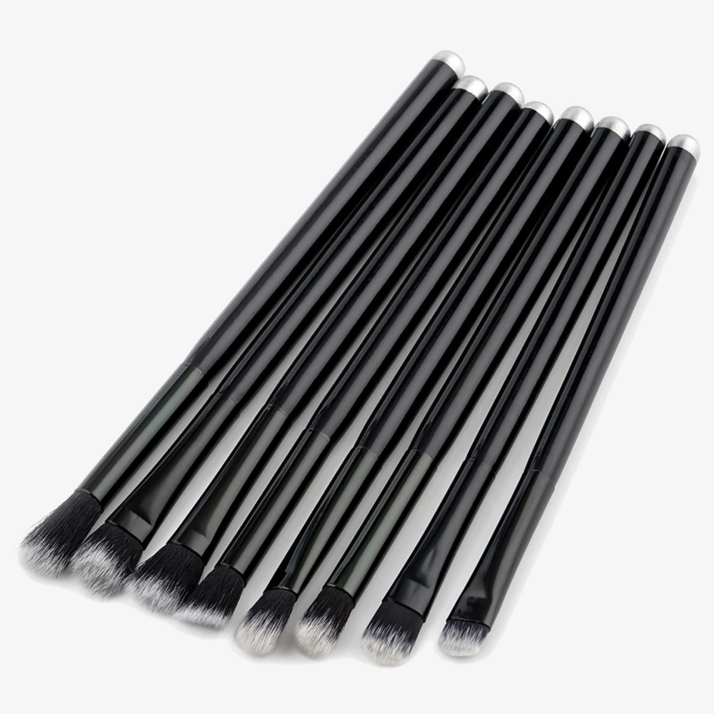 Zwarte vouw oogschaduw make-up kwasten Zacht synthetisch haar Draagbare oogmake-up set Reiscosmetische borstel voor make-up