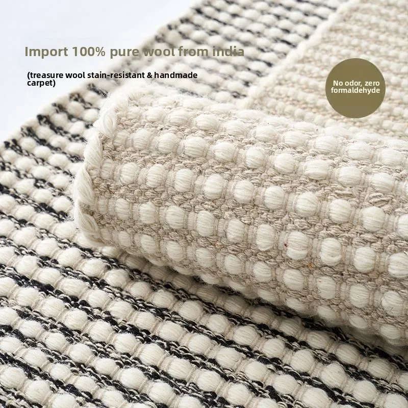 High-End Household Wool Carpet for Living Room Coffee Table Bedroom Sofa Bedside Rug Stain-Resistant Bedroom Floor Mat Factory