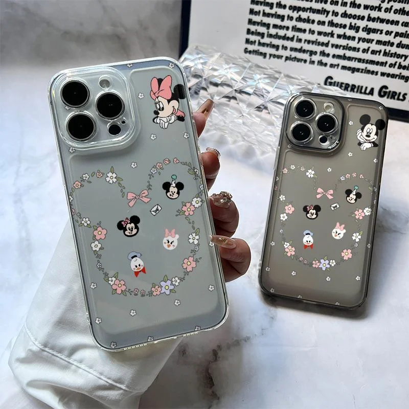 

Anime Cute Love Mickey and Minnie Phone Case For iPhone 11 12 13 14 15 16 17 Pro Max Plus Air Couple Set Earthquake-proof Cover