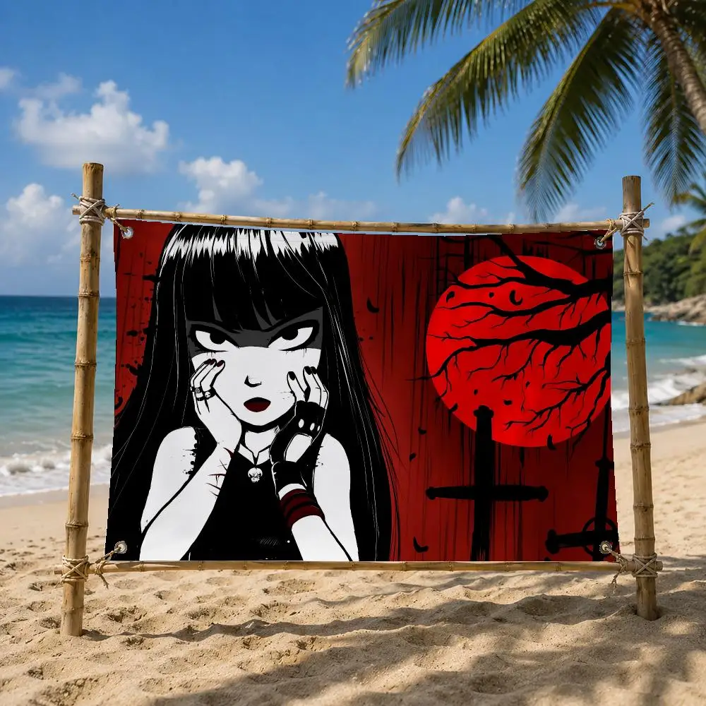 Emily the Strange Goth Flags Room Bedroom Home Outdoor Wall Hanging Concert Printed Background Decoration Art Banne