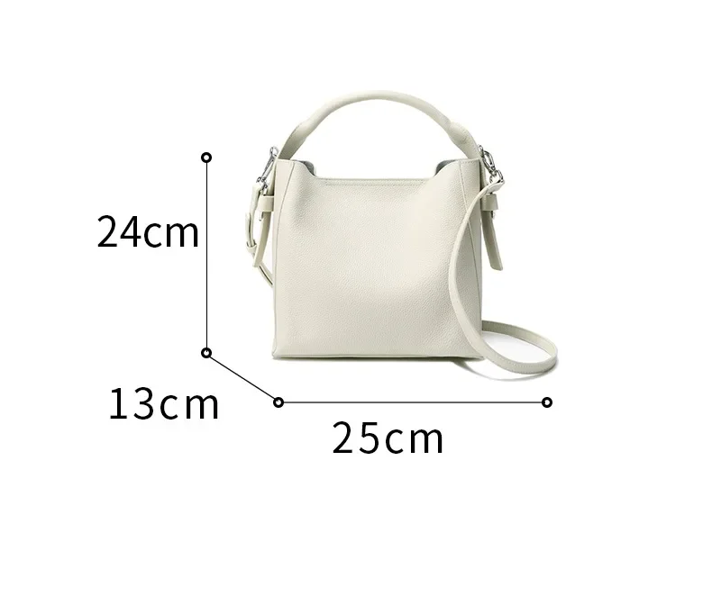 2024 New Ladies\' High Quality Shoulder Handbag Real Cow Leather Versatile Fashionable Womens\' Bucket Bag for Girls Crossbody