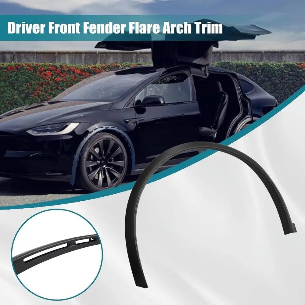 Black Left Front Fender Flare Arch Trim Compatible with Tesla Model X 2023 2024