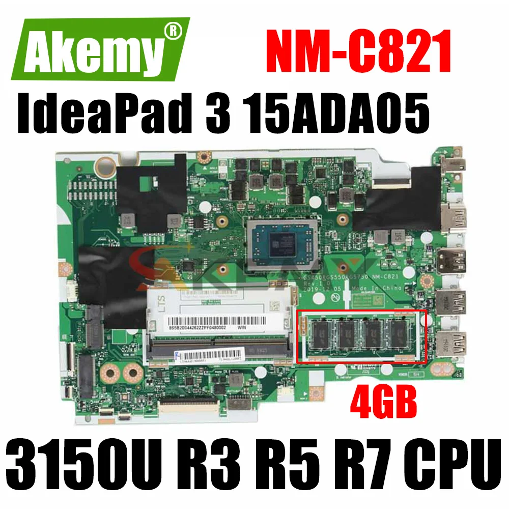 

For Lenovo 3 14ADA05 Mainboard NM-C821 YM3500 With RAM 5B20S44369 Motherboard Full Tested Ideapad IdeaPad 3-15ADA05