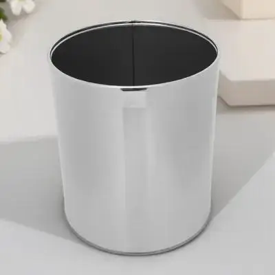 

Stainless Steel Trash Can Round Kitchen Bathroom Waste Basket Garbage Can Thickened Material Large Opening Suitable for Bedroom