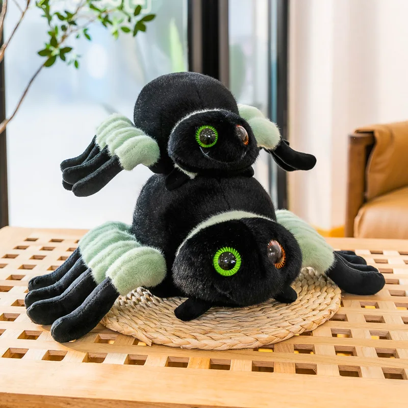 Spoof Stuffed Animals Simulation Black Spider Plush Gift Trick Doll RealLife lifelike Spider Throw Pillow Kids Scary Horror Toys