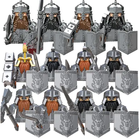 Middle Ages Lord of Ring  Durin's Folk  Dwarf Warrior Ancient Military Soldiers Figures Equipment  Building Blocks Toys