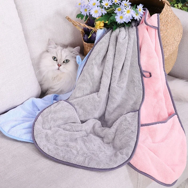 Serviette super absorbante pour animaux de compagnie, serviette à séchage rapide, serviette de bain pour chat et chien