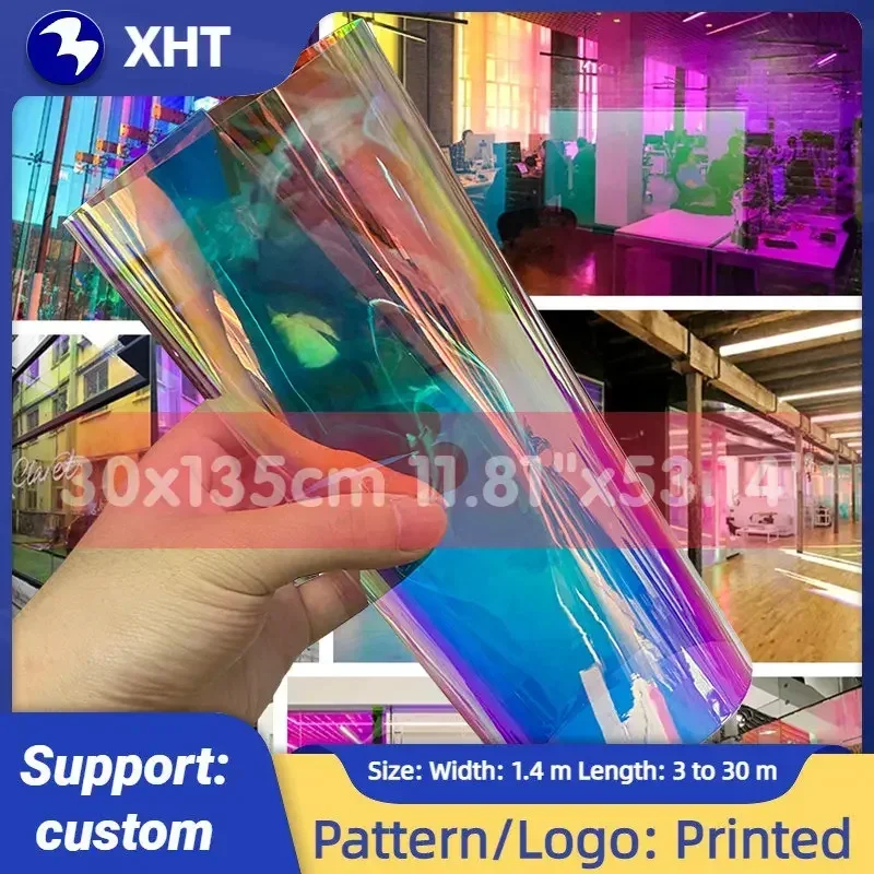 30x135cm Iridescent Holographic Clear Transparent PVC Fabric Leatherette Laser Rainbow Film Vinyl Craft Bags DIY Bows Making