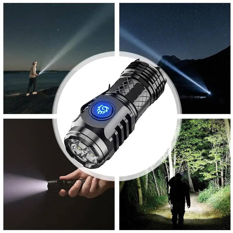 Rechargeable High Lumens Mini Flashlight 5 Modes Powerful LED Flashlight Handheld Camping Pocket Flashlight For Camping  Hiking