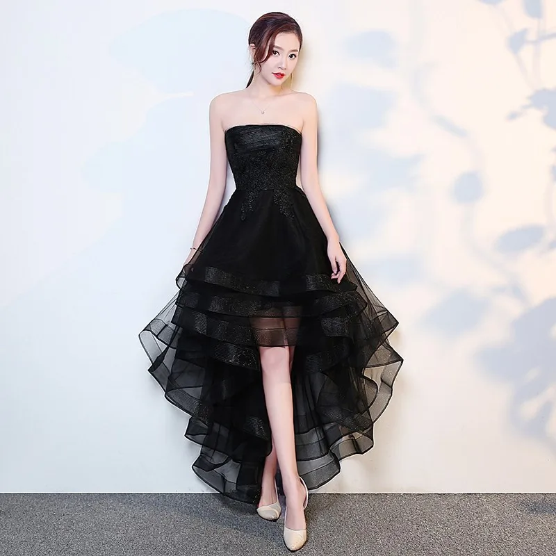 

New black strapless dress for banquets fashionable and elegant graduation performance