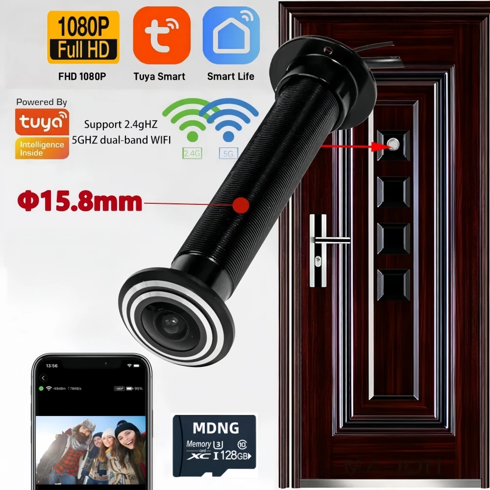 Tuya Smart 2.4G&5G Wifi Peephole Door Camera Motion Detection Digital Door Viewer Wireless Door Eye Camera Security Protection