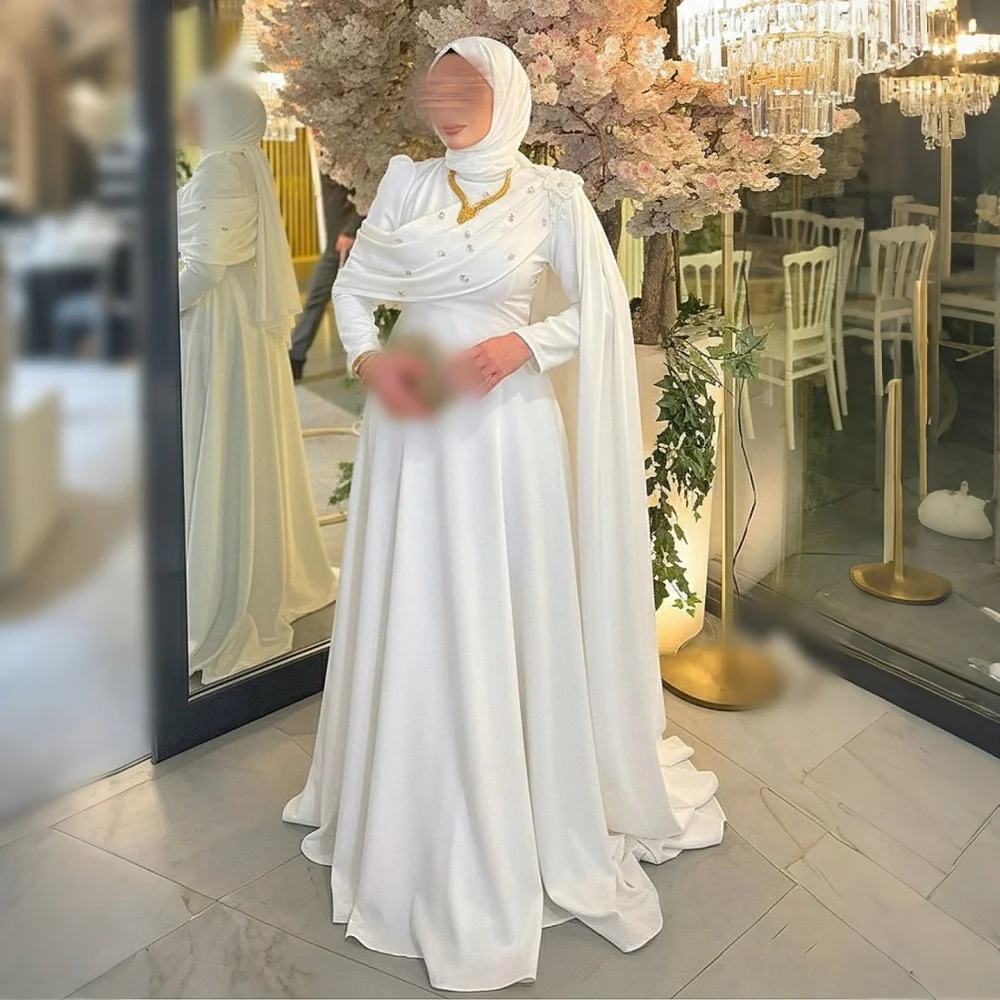 

Customized Classic Long Sleeves Saudi Arabian Formal Evening Dress A-line Long Dresses Bespoke Occasion Elegant Party Gown