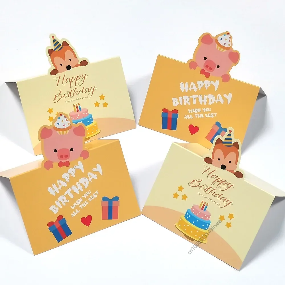 2pcs Happy Birthday Greeting Card Note Message Cards Bouquet Gifts Party Supplies Cartoon Greeting Cards for Kids Birthday