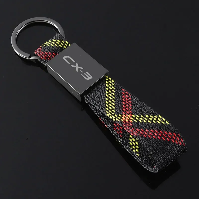 Car Keychian Key Ring Pendant Oxford Webbing Key Holder for Mazda CX-3 Logo BT50 CX5 MX5 6 CX7 RX7 626 CX30 SKYACTIV