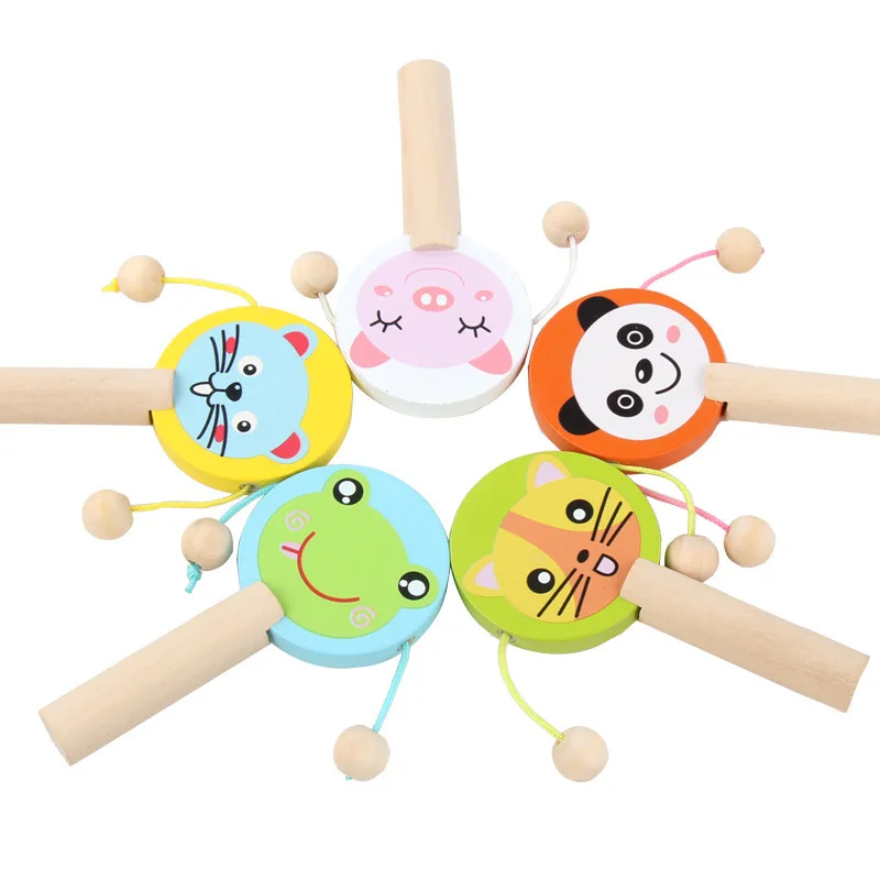 

Kids Cartoon Wooden Rattle Drum Handle Clapping Castanets Board For Baby Musical Instrument Preschool Early Educational Toys