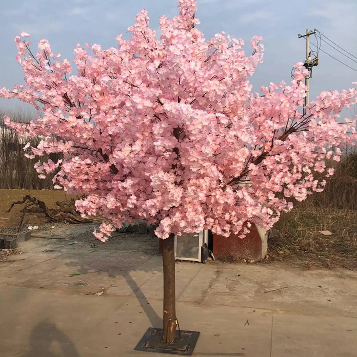 Pink Artificial Cherry Blossom Tree Faux Silk Plant for Home Wedding Office Living Room Indoor Outdoor Decor