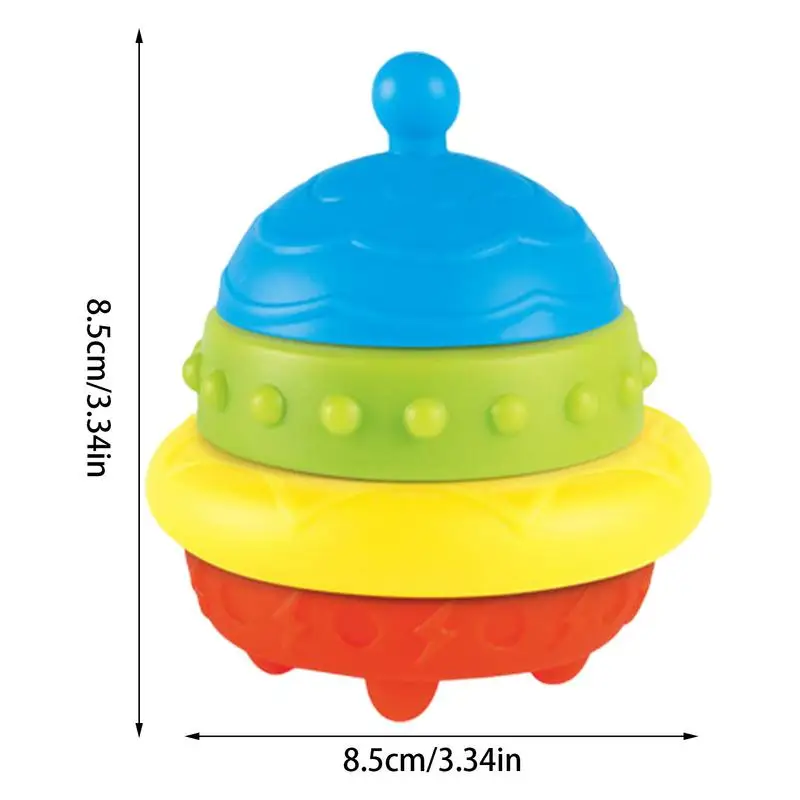 Stacker Rings Toy Rainbow Stacking And Nesting Circles Soft Rubber PVC Toy Building Rings Stacker Flying Saucer Shape Toy For