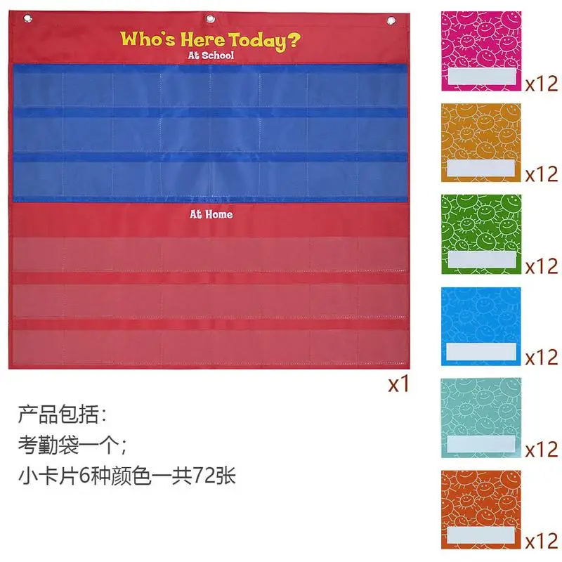 School Classroom Attendance Pocket Chart With 72 Color Cards Teacher Accessories For Classroom Management