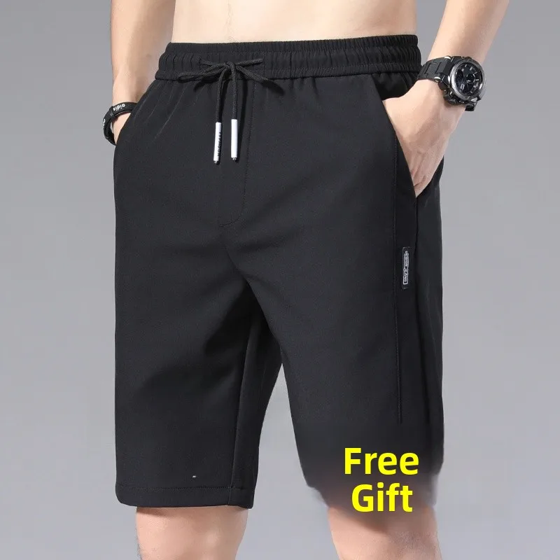 

Мужские летние шорты: быстросохнущие, свободные, прямого кроя, больших размеров, повседневные, спортивные, тонкие, дышащие, из ледяного шелка, молодежный активный стиль