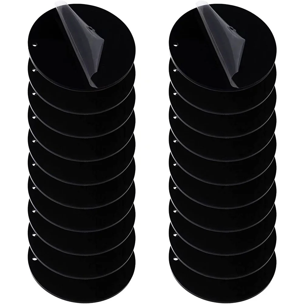 

20 шт., круглые черные акриловые брелки, заготовки, пустые брелоки «сделай сам», идеально подходят для сумки, украшения автомобиля, телефона, пустой брелок