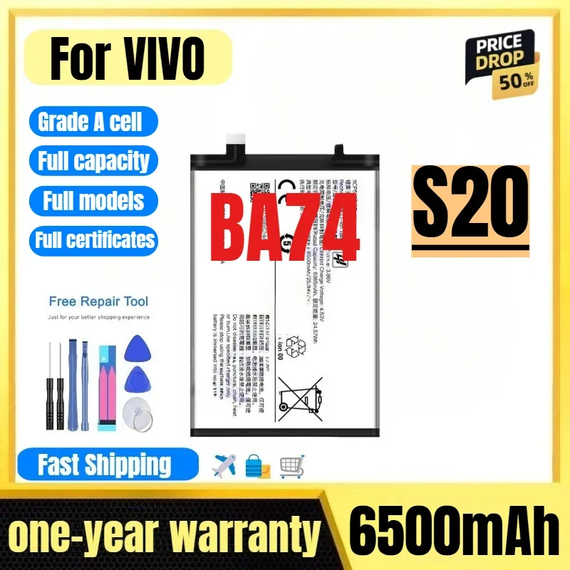 BA74 for VIVO S20 Mobile Phone Battery 0 Cycle High Quality High Capacity Battery Replacement Bateria Grade A Cell with Tools