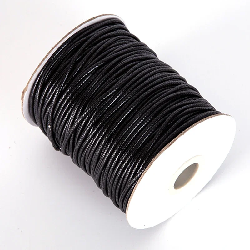 0.5/0.8/1.0/1.5/2/2.5/3.0mm Black Waxed Cord Rope PU Leather Thread String Strap Necklace Rope for Jewelry Making DIY Bracelet