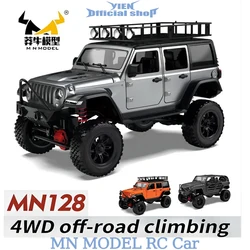 MN128 1/12 RC samochód 4WD Jeep Model 2.4G zdalnie sterowanie światło LED 4x4 Off Road 4WD wspinaczka zdalnie sterowana ciężarówka zabawka elektryczna prezent samochodowy dla chłopca