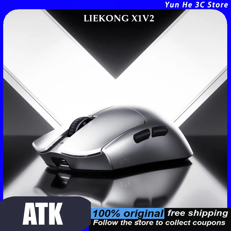 ATK LIEKONG X1V2 Wireless Mouse Wired/Wireless Dual-Mode PAW3955 850 IPS 75g Lightweight Design Ergonomic for Esports and Office