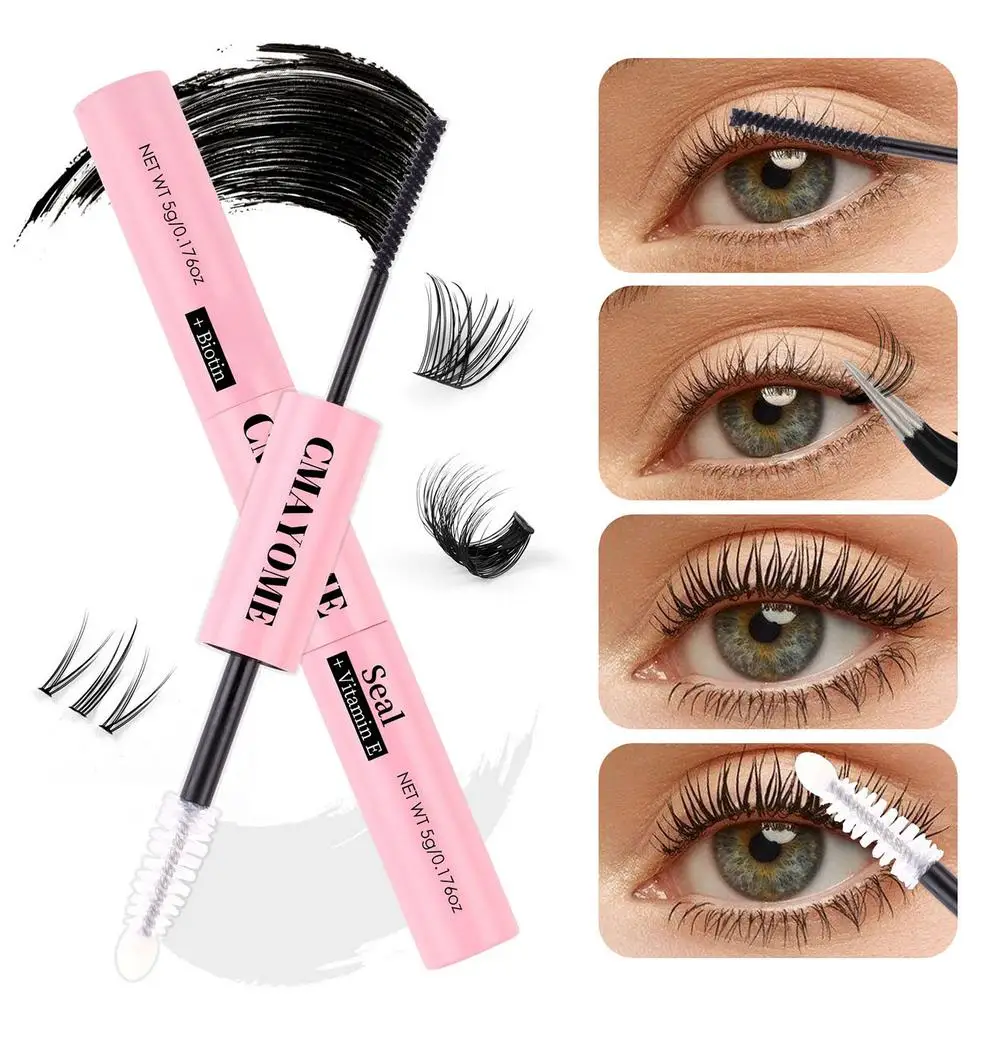 Ciglia finte Colla per ciglia e strumento Cluster per ciglia naturali Forte colla fissa per ciglia Colla per ciglia duratura Strumento per l'estensione delle ciglia