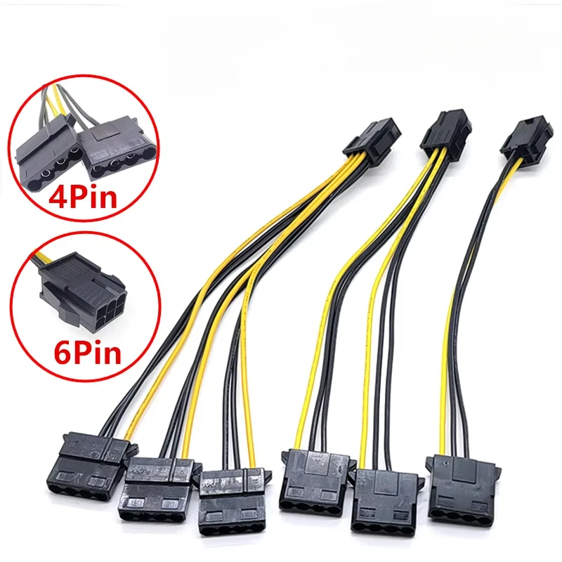 1pcs 6pin Female Graphics Card GPU To Molex IDE Dual 2 X 4pin Female To Power Supply Cable PCIe PCI-e 6 Pin Male To 4pin Female