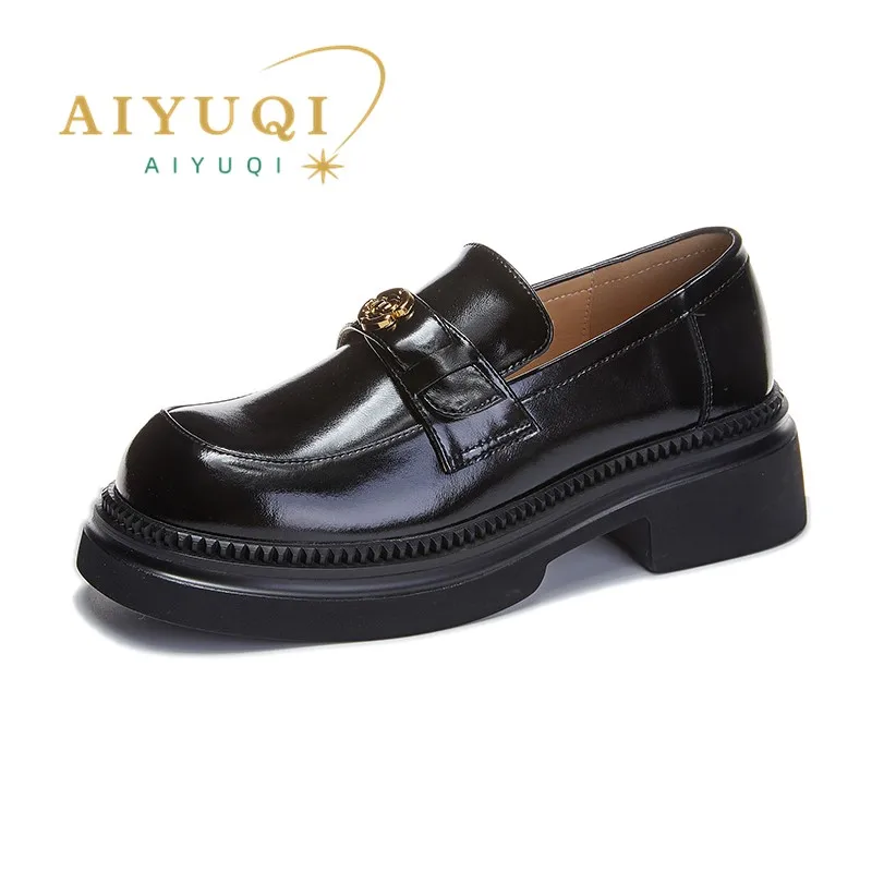 AIYUQI Loafers Women 2024 New Spring Shallow Fashion Slip-on Ladies Shoes Genuine Leather Platform One Foot Shoes Women