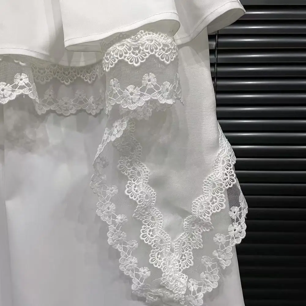 

Модные женские брюки с кружевными вставками и высокой талией в стиле хип-хоп, многослойные юбка-брюки с кружевом, повседневные широкие брюки на шнурке для девушек