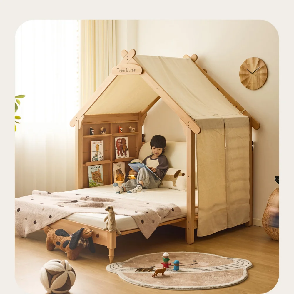 Montessori Treehouse Bed Kids Tent Slide Extendable Pull Out Bed For Boys Girls Children Bedroom Furniture Kids Room Decor