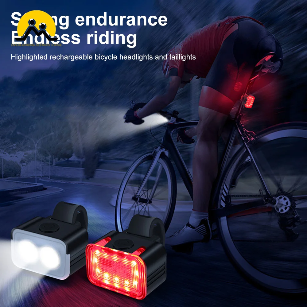 Bicycle Front Rear lights Type-C USB Rechargeable Headlight LED Cycling Taillight Aluminum Alloy MTB Safety Warning Lamp