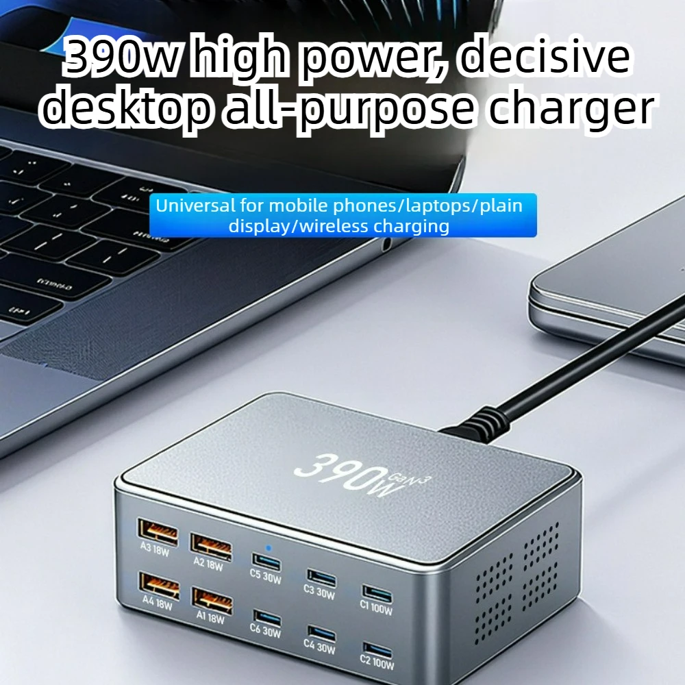 chargeur-usb-390w-gan-pd30-pps-qc30-type-c-multiport-en-alliage-d'aluminium-station-de-charge-rapide-100w-pour-ordinateur-portable-telephone-tablette-samsung