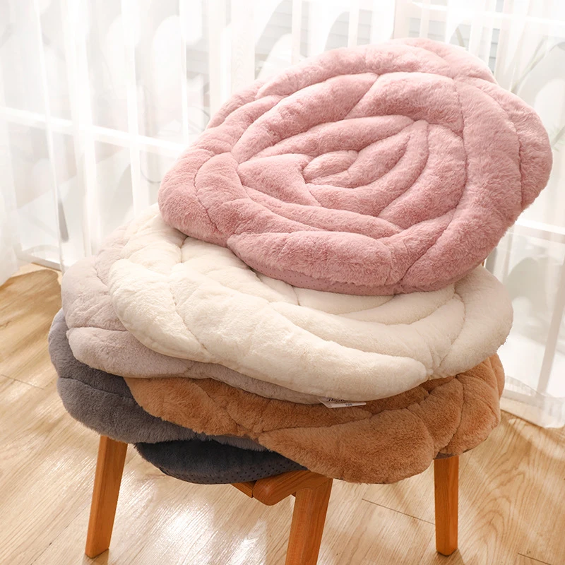 

Round Rose Seat Cushion Winter Tatami Cushion Pillow Plush Floor Cushions Seat Pillow Pad Throw Pillow Office Chair Cushion