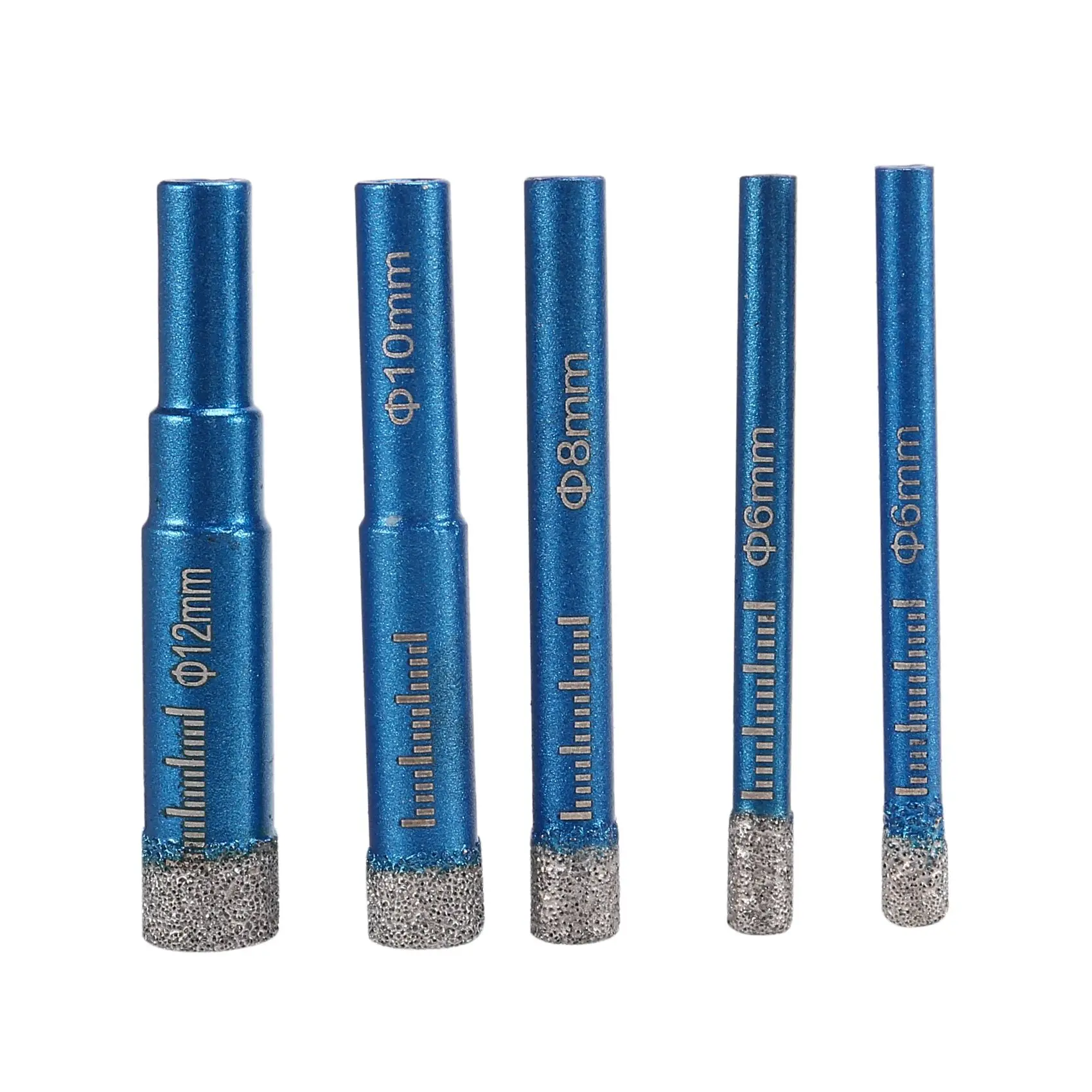 

Dry Diamond Drill Bits Set 5Pcs for Ceramic Marble Tile Stone Glass Hard Materials,Round Shank 6mm,8mm,10mm,12mm