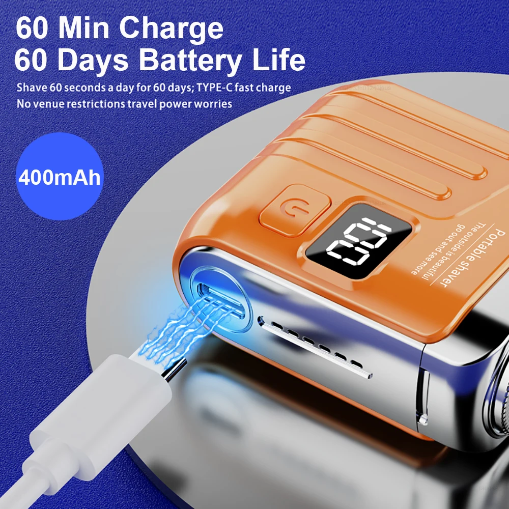 Electric Shaver For Men Beard Trimmer Dual Blades Razor Rechargeable Mini Portable Face Beard Shaver For Home Travel Wet Dry Use