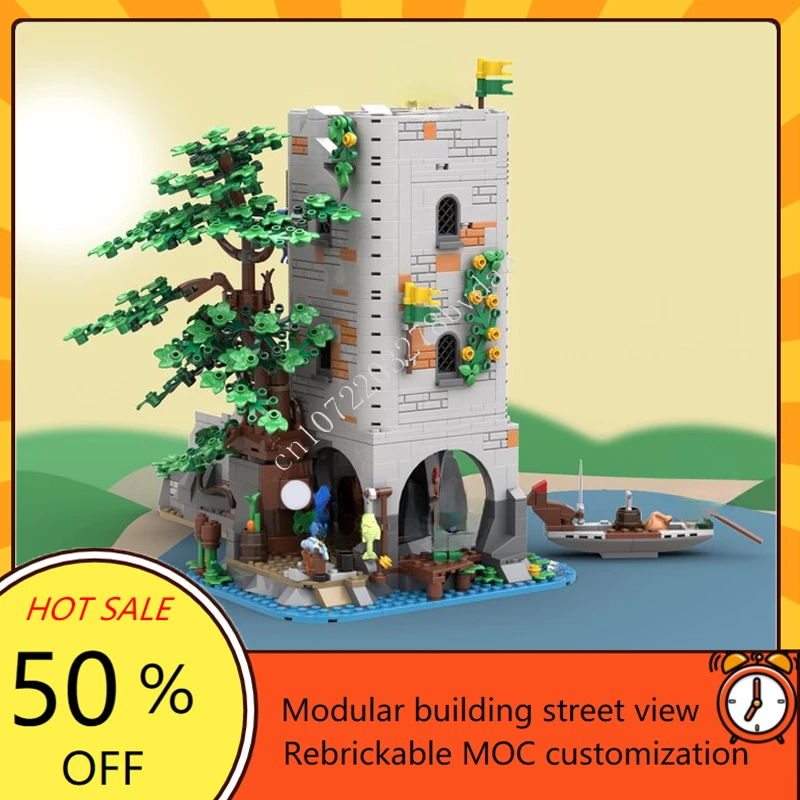 

1305 шт. MOC средневековый замок на заказ модель головоломки Forestmen River Fortres технический DIY сборочный набор игрушек для праздника подарок на день рождения