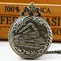 Vintage Bronze Train Quartz Pocket Watches Fob Pendant Pocket Clock Gifts Men Women Retro Accessory Watch