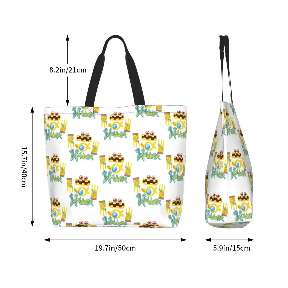 Wubbox My Singing Monsters Shopping Tote Bag Canvas Large Capacity Shoulder Bags Shopper Grocery Handbag for Women