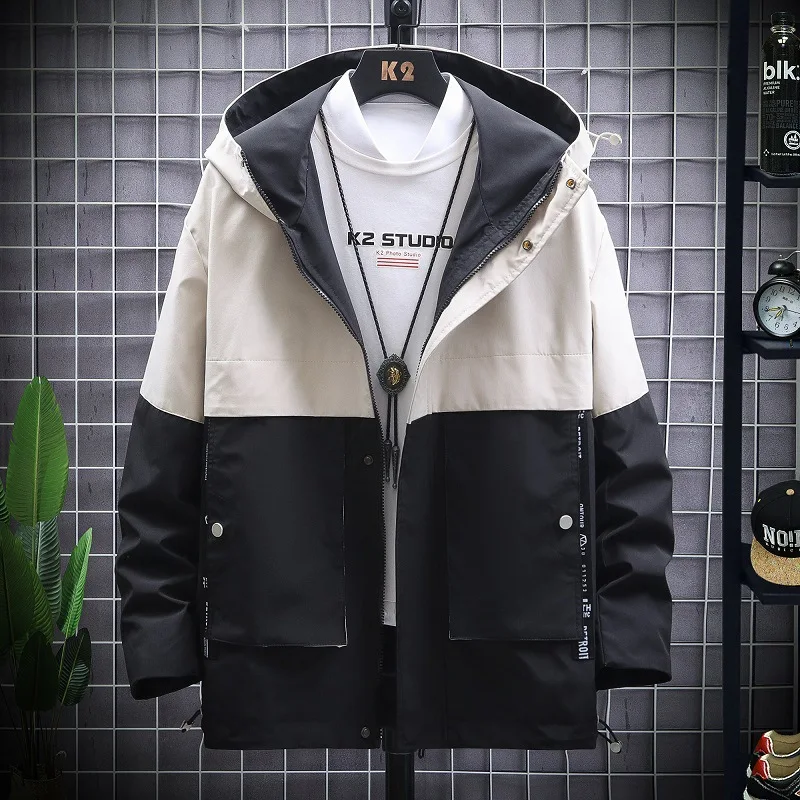 Pop Autumn Mens Cargo Hooded Jackets Man Casual Trend All Match Overalls Top Men's Cold Jacket Loose Large Size Fashion Coat