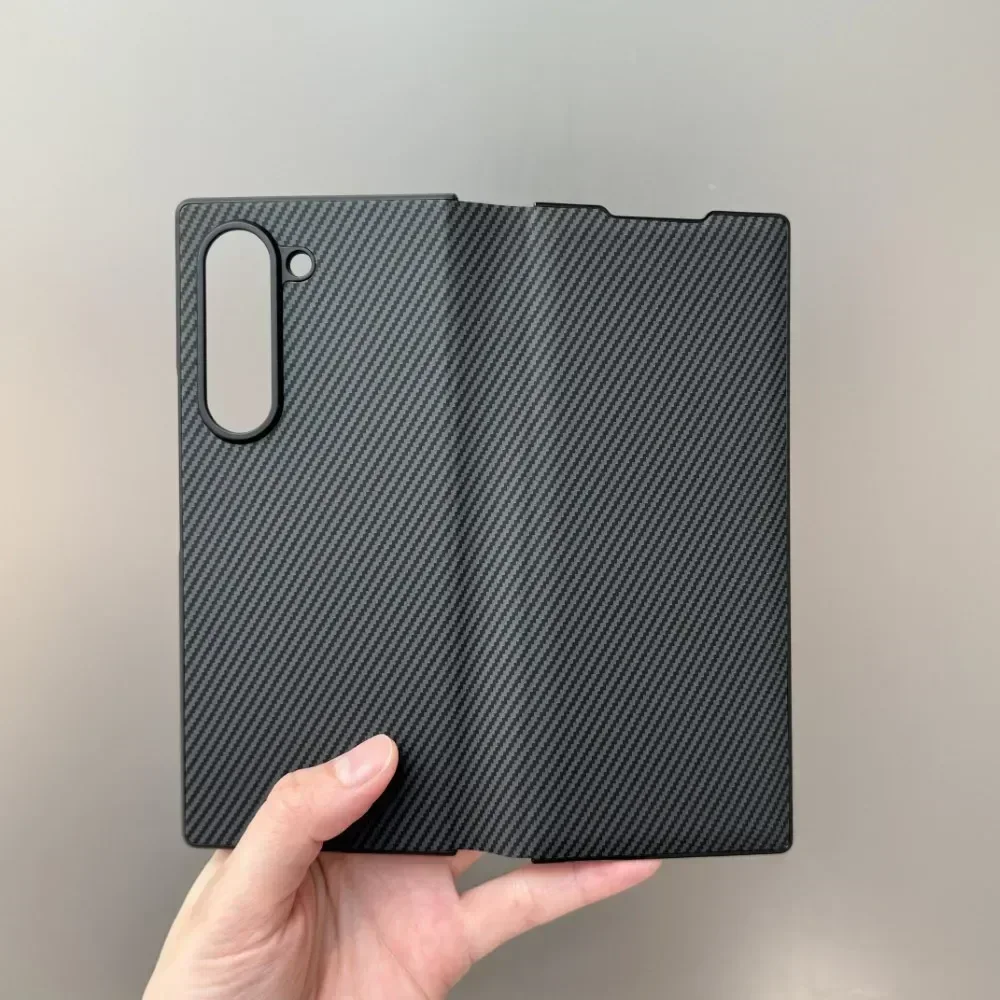 Luxury Matte Carbon Fiber Pattern Leather Folding Holder Case For Samsung Galaxy Z Fold 6 5 4 Shockproof Hard Cover Accessories image 2