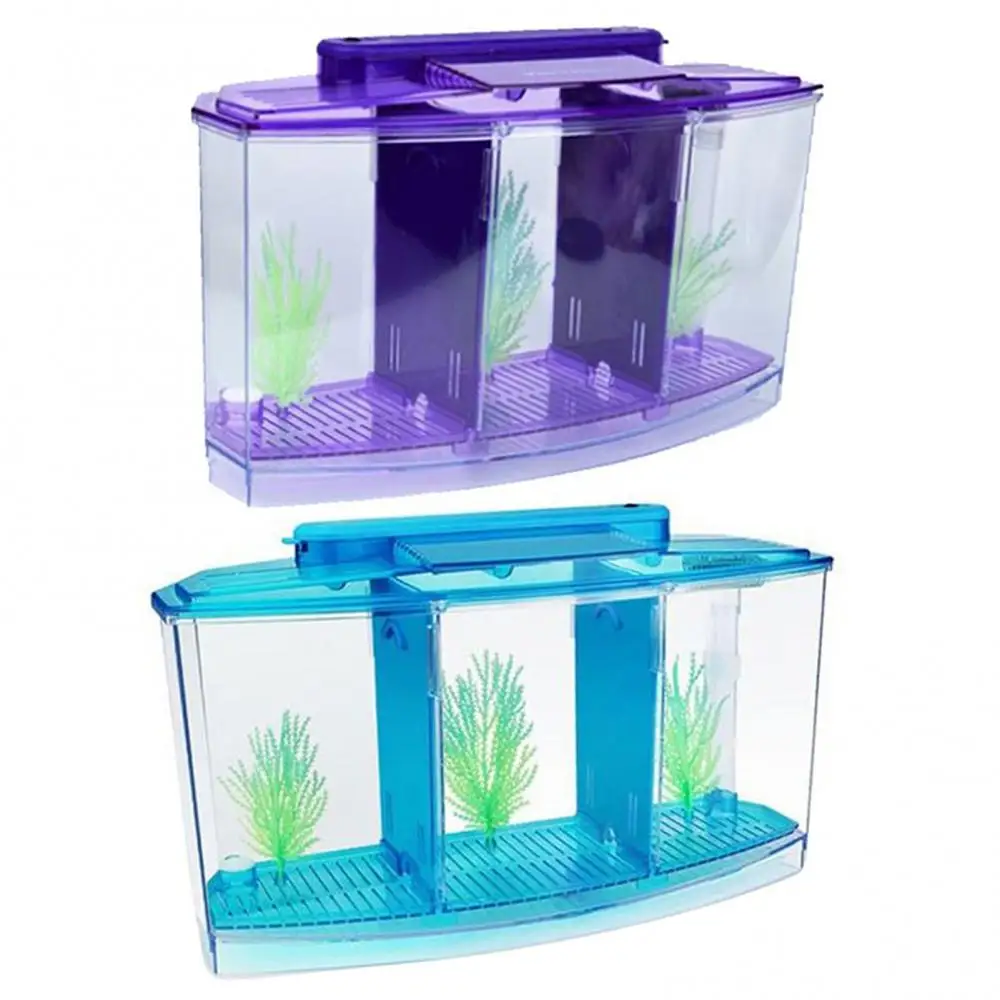 LED Light Fish Tank Multifunctional Acrylic Split Breed Box with Imitation Plant