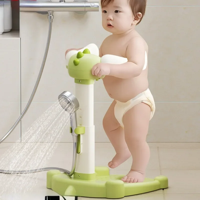 Height Adjustable Baby Standing Bath Racks,Toddler Buttock Washing Auxiliary Bracket,  Anti Slip Shower Basin Table for Baby