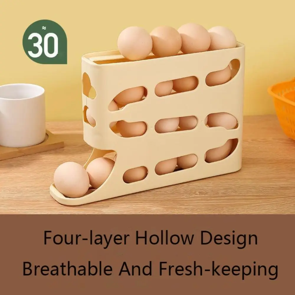 New 4 Layer Egg Dispenser Space Saving Refrigerator Organizer Egg Storage Rack Household