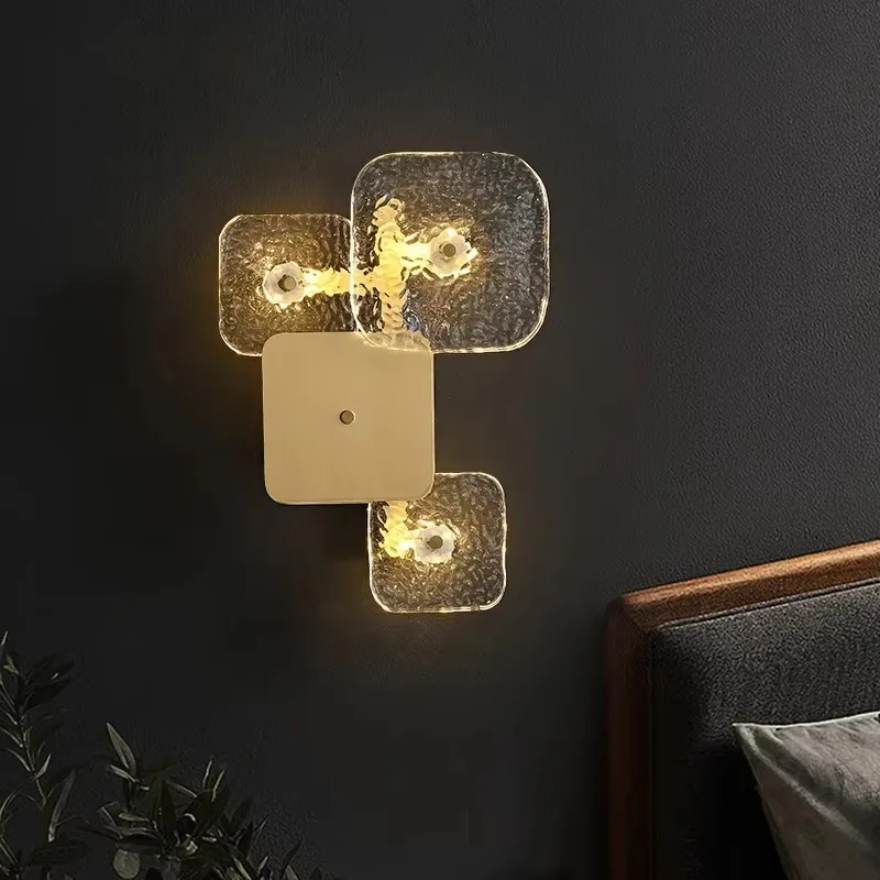 *(2-piece set)New Style Wall Lamp Clear Glass Foyer Restaurant Bedroom Stairs Lighting Fixtures Home Decoration Sconce