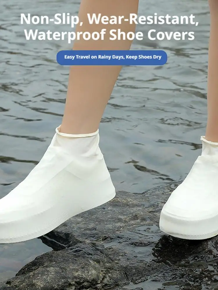 Waterproof Shoe Covers, Non-Slip Water Resistant Overshoes Silicone Rubber Rain Shoe Cover Outdoor Protectors for Men Women Kids