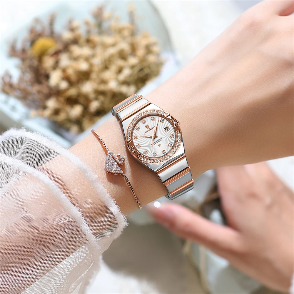 POEDAGAR Luxus Frau Armbanduhr Wasserdicht Leucht Datum Edelstahl Uhr Für Damen Hohe Qualität Quarz Frauen Uhren + box