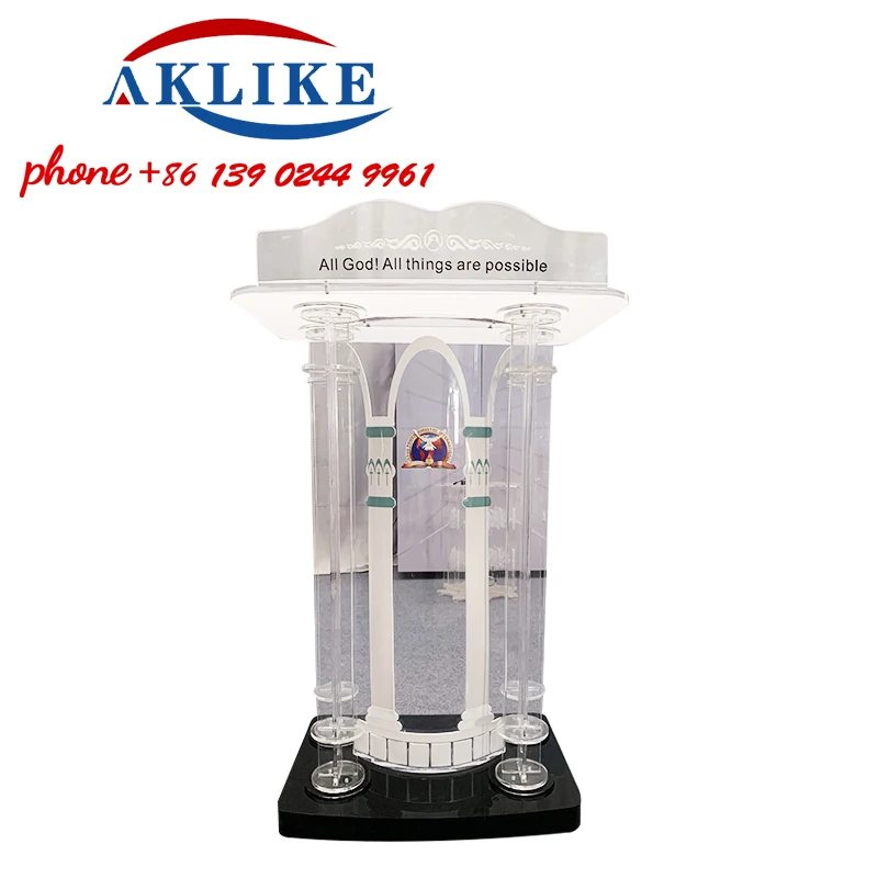 Modern Pulpit Simple Design Acrylic Lectern Clear Plastic Pulpit Bible Top Table Outdoor Wedding Lectern